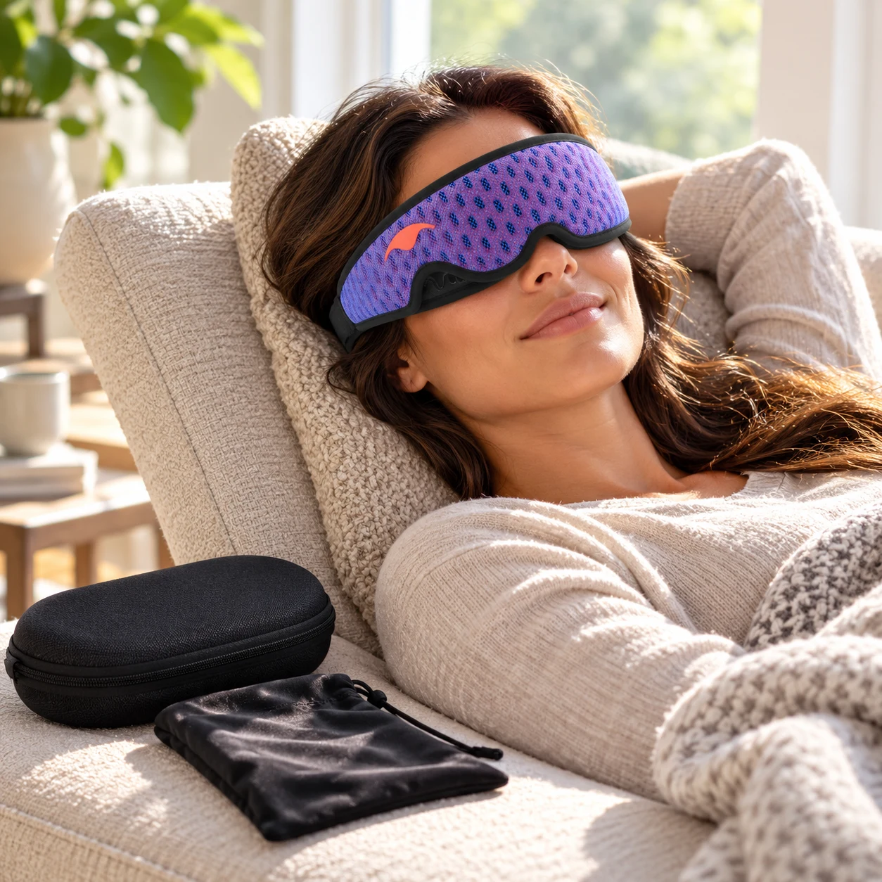 Manta PRO Sleep Mask worn in a realistic everyday setting